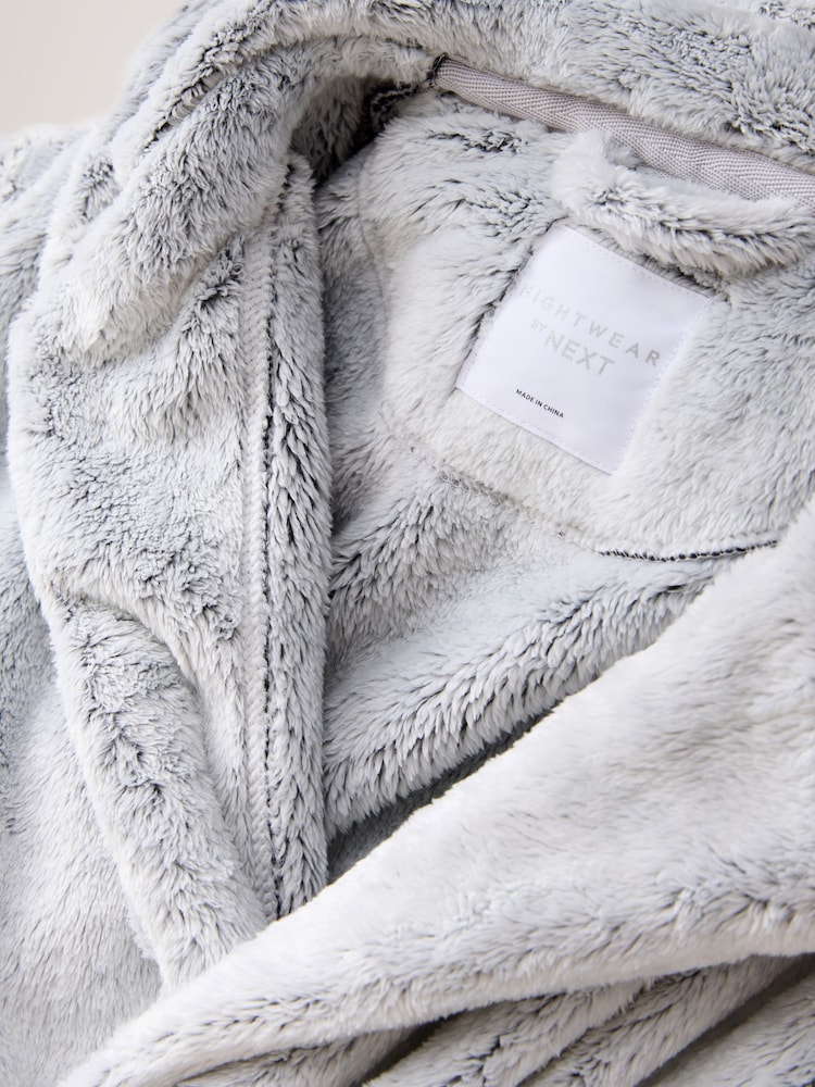 Grey Soft Touch Fleece Longer Length Dressing Gown (7-16yrs) - Image 9 of 9