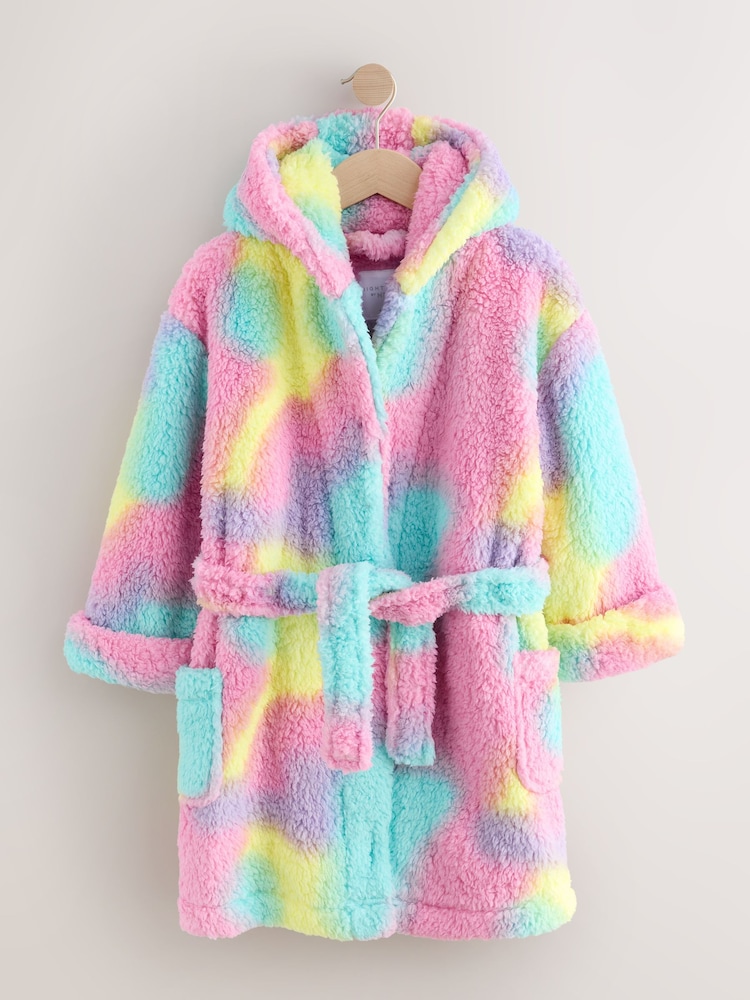 Pink Tie Dye Borg Fleece Dressing Gown (9mths-16yrs) - Image 1 of 5