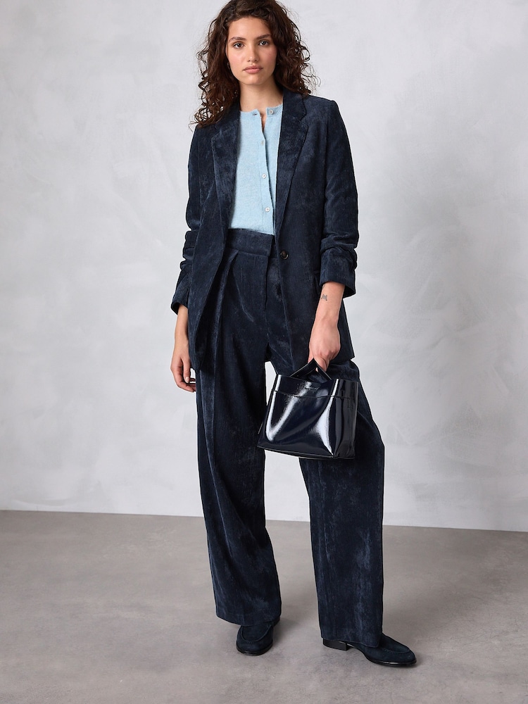 Navy Cord Wide Leg Trousers - Image 2 of 8