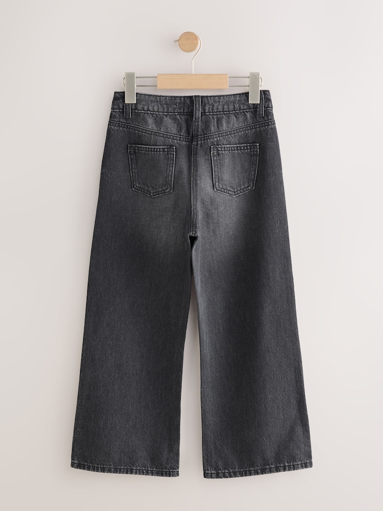 Charcoal Grey Stud Embellished Wide Leg Jeans (3-16yrs) - Image 2 of 4