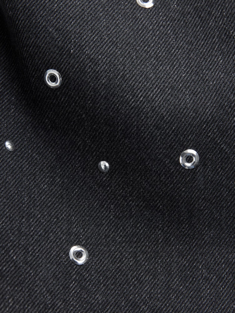 Charcoal Grey Stud Embellished Wide Leg Jeans (3-16yrs) - Image 4 of 4