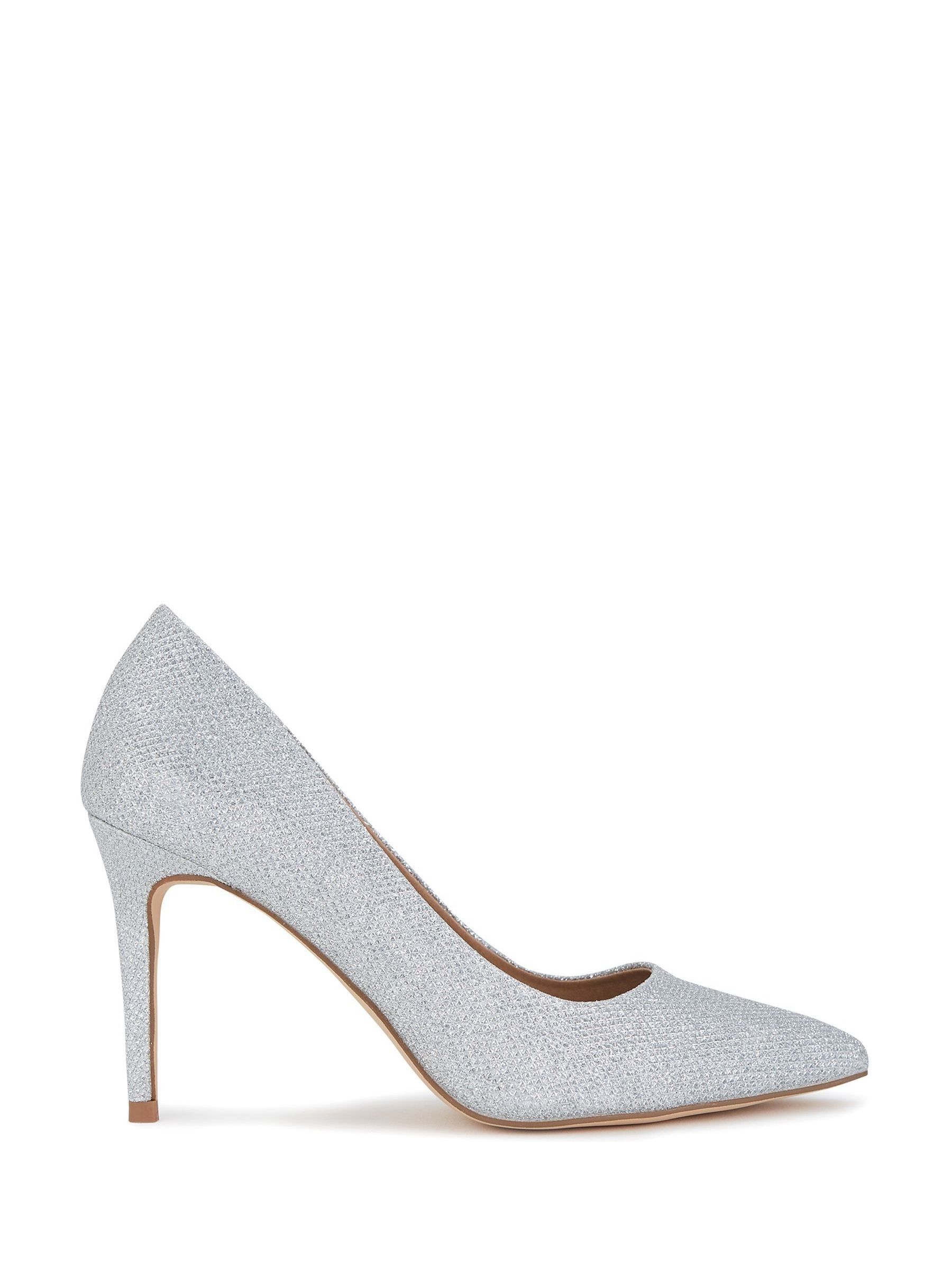 Novo Silver Wide Fit Indiana Glitter Point Toe Stiletto Heel Court Shoes - Image 2 of 4