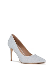 Novo Silver Wide Fit Indiana Glitter Point Toe Stiletto Heel Court Shoes - Image 3 of 4