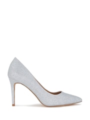 Novo Silver Indiana Glitter Point Toe Stiletto Heel Court Shoes - Image 2 of 4