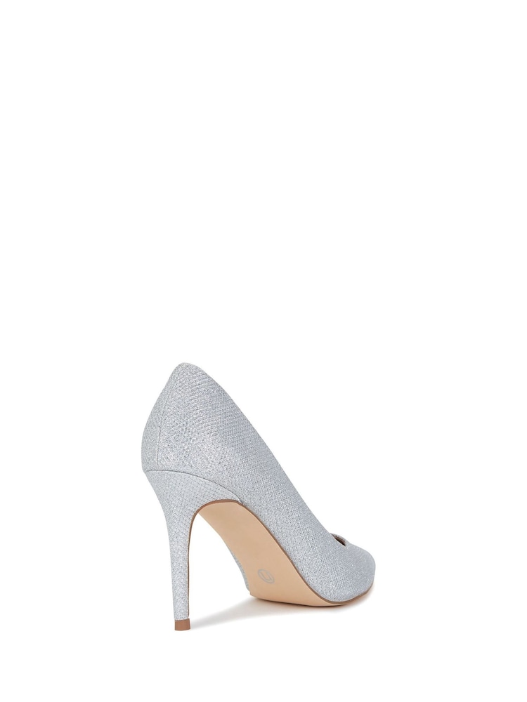 Novo Silver Indiana Glitter Point Toe Stiletto Heel Court Shoes - Image 4 of 4