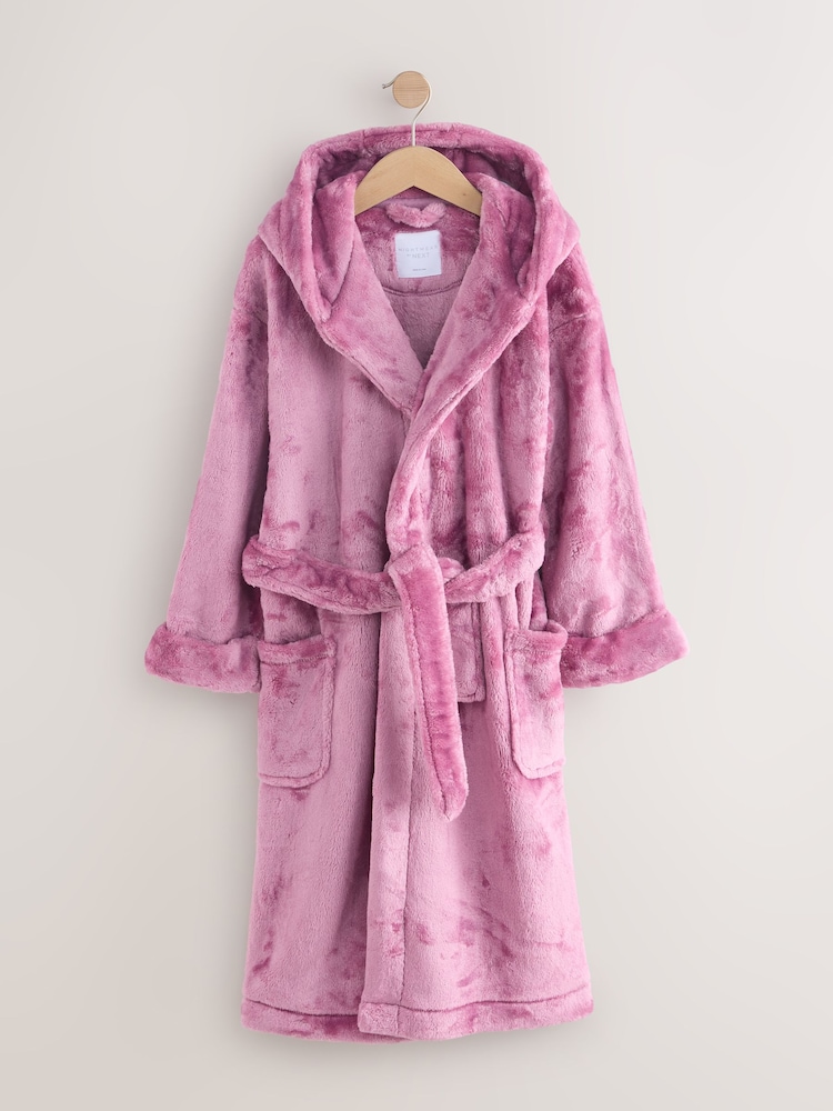Mauve Soft Touch Fleece Longer Length Dressing Gown (7-16yrs) - Image 1 of 4