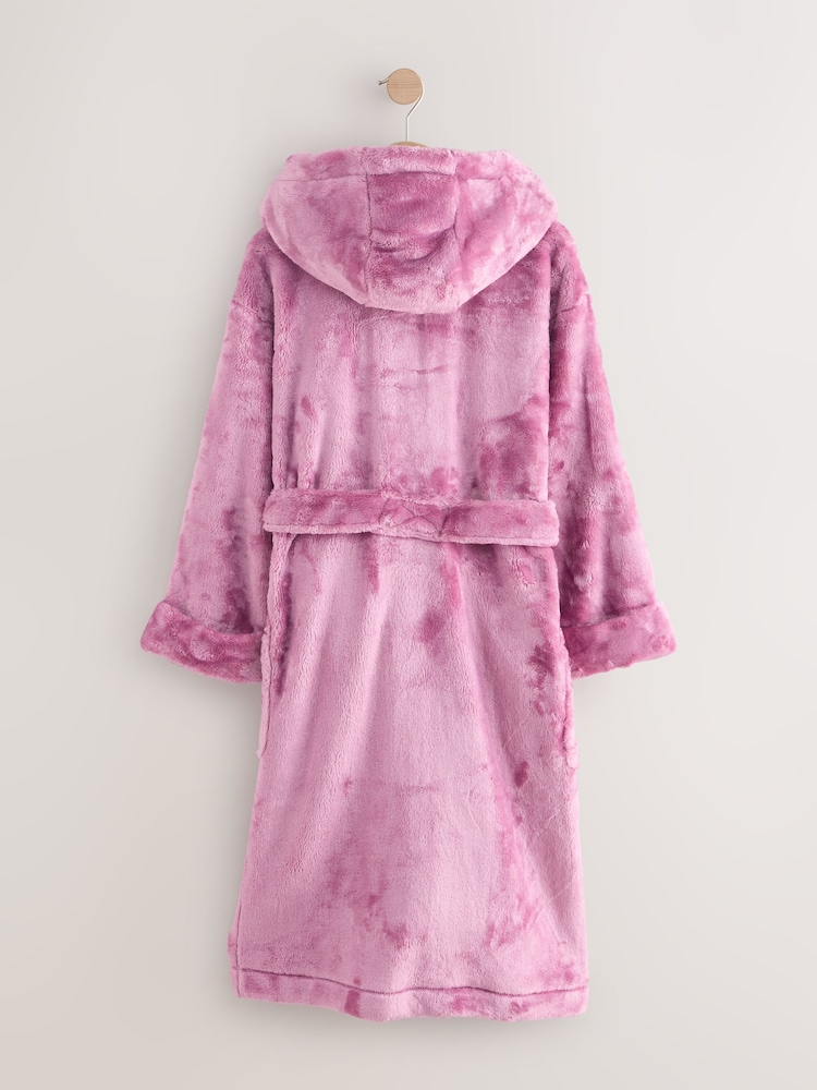 Mauve Soft Touch Fleece Longer Length Dressing Gown (7-16yrs) - Image 2 of 4