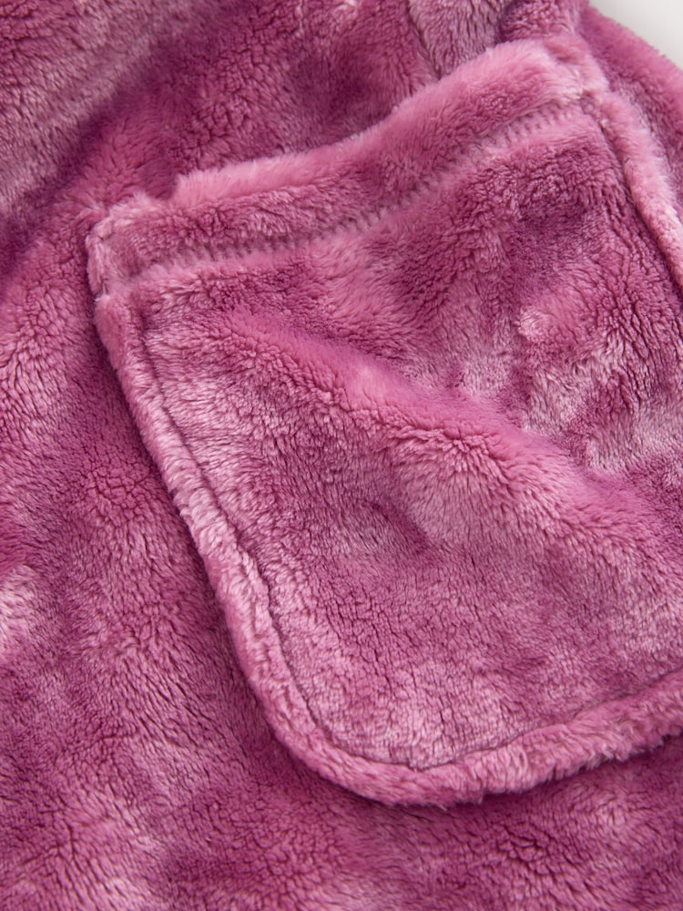 Mauve Soft Touch Fleece Longer Length Dressing Gown (7-16yrs) - Image 4 of 4