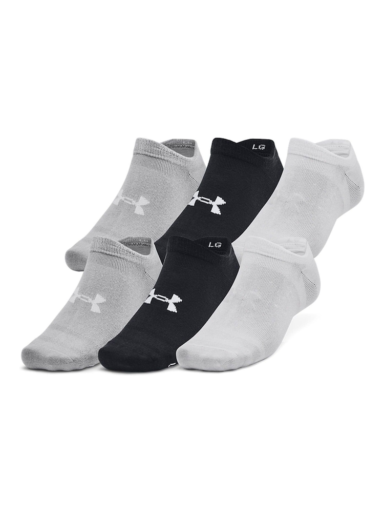 Under Armour Black White Essential No Show Socks 6 Pack - Image 1 of 1
