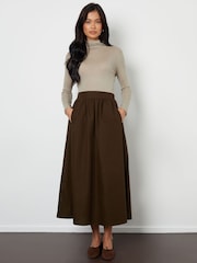 Threadbare Chocolate Brown Maxi Skirt with Pockets - Image 1 of 4