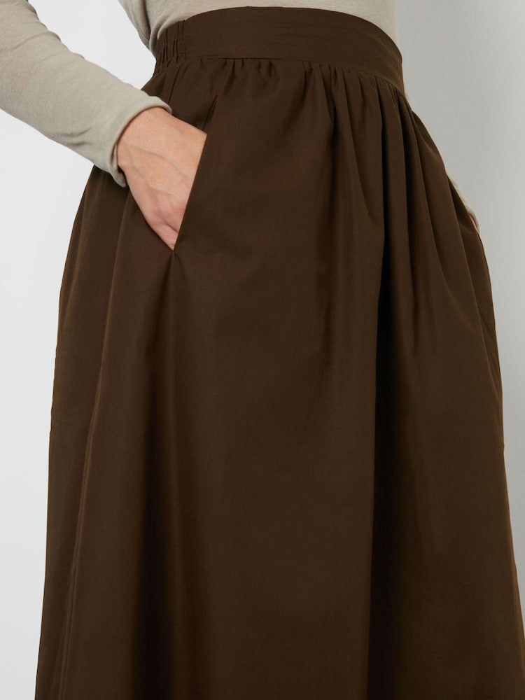Threadbare Chocolate Brown Maxi Skirt with Pockets - Image 3 of 4