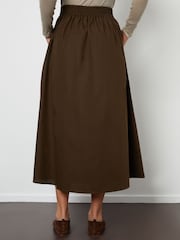 Threadbare Chocolate Brown Maxi Skirt with Pockets - Image 4 of 4