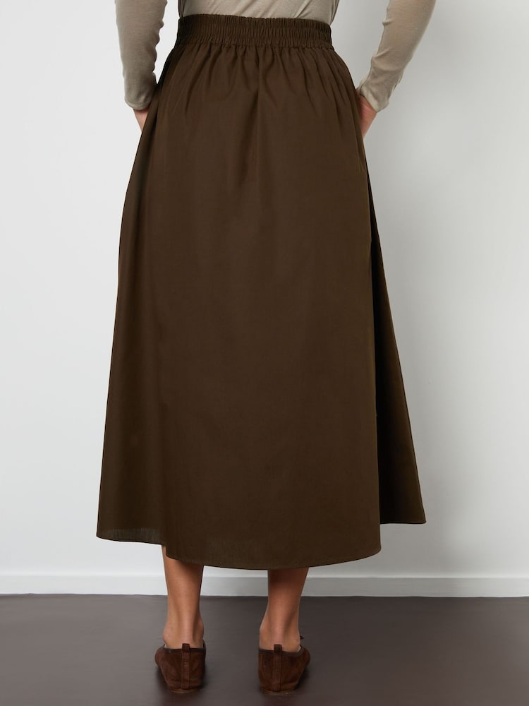 Threadbare Chocolate Brown Maxi Skirt with Pockets - Image 4 of 4