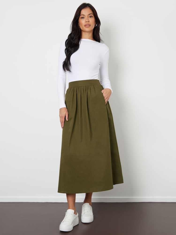Threadbare Green Maxi Skirt with Pockets - Image 1 of 4