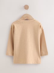 Tan Brown Bear Long Sleeves Semi Plain T-Shirt (3mths-7yrs) - Image 2 of 4