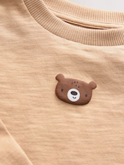 Tan Brown Bear Long Sleeves Semi Plain T-Shirt (3mths-7yrs) - Image 3 of 4