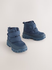 Blue Navy Quilted Touch Fastening Boots - Image 1 of 6