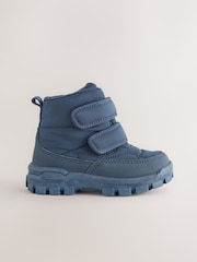Blue Navy Quilted Touch Fastening Boots - Image 2 of 6