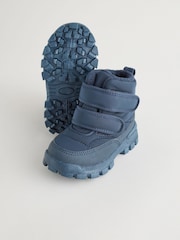Blue Navy Quilted Touch Fastening Boots - Image 3 of 6