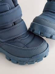 Blue Navy Quilted Touch Fastening Boots - Image 5 of 6
