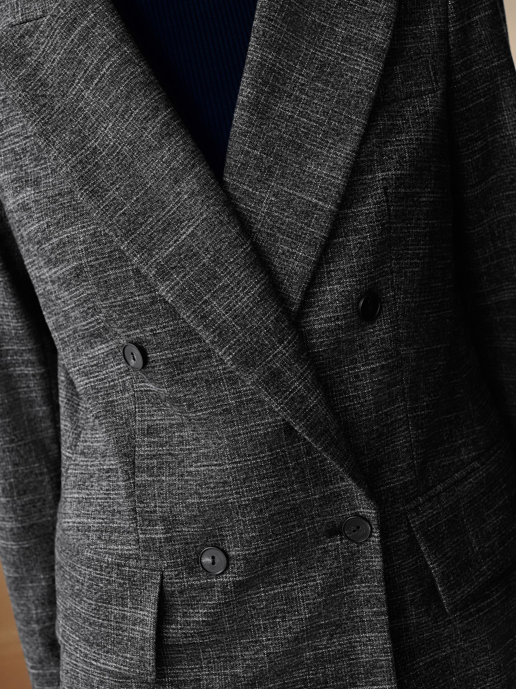 Buy Grey Crosshatch Double Breasted Longline Blazer from the Next
