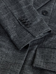 Grey Crosshatch Double Breasted Longline Blazer - Image 5 of 6