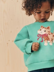 Green Cat Crew Neck Sweatshirt (3mths-7yrs) - Image 3 of 4