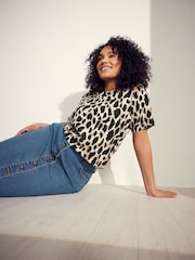 Evans Evans Animal Jersey Crepe Top - Image 1 of 2