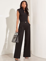 Lipsy Black Relaxed Wide Leg Jersey Trousers - Image 2 of 4