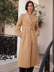Love & Roses Brown Petite Shawl Collar Belted Coat - Image 4 of 4