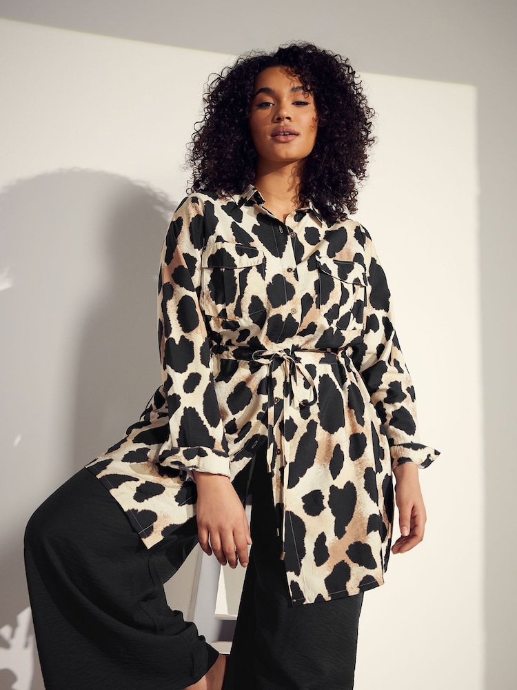 Evans Natural Animal Print Utility Tunic - Image 2 of 7