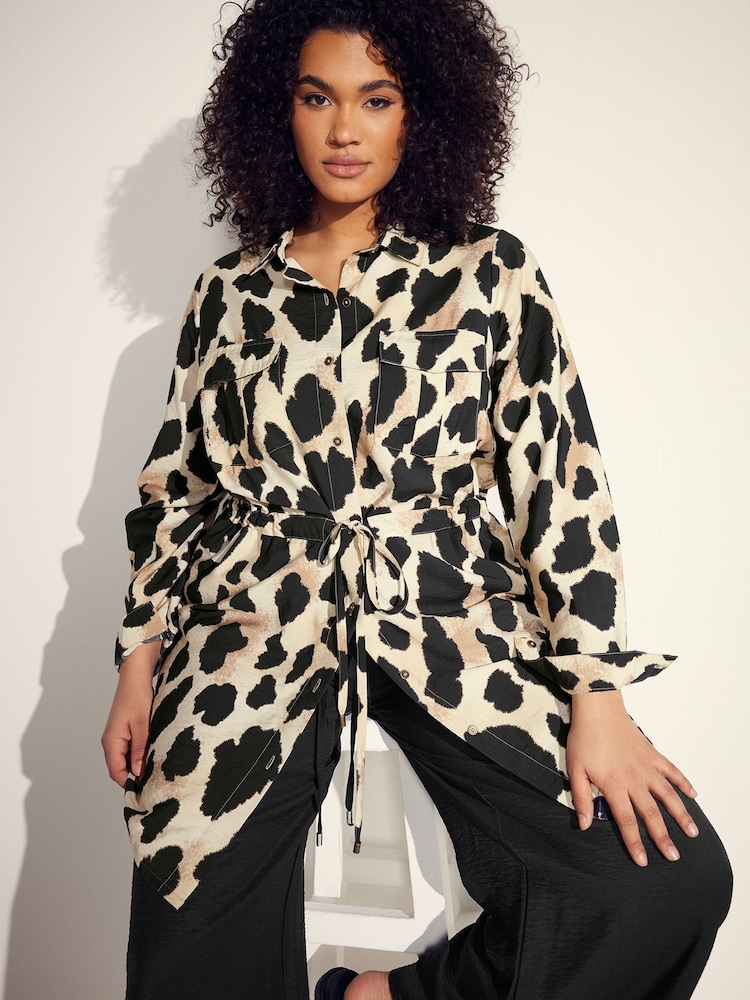 Evans Natural Animal Print Utility Tunic - Image 4 of 7