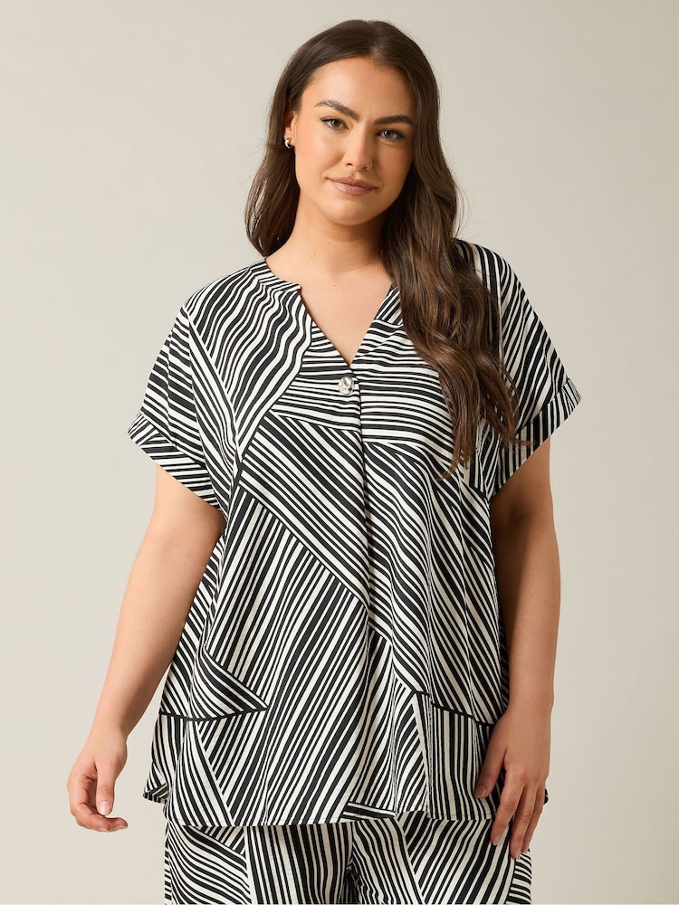 Evans Button Detail Black Blouse - Image 1 of 5