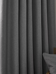 furn. Charcoal Dawn 100% Blackout Thermal Pencil Pleat Curtains - Image 4 of 6