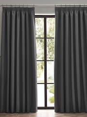 furn. Charcoal Dawn 100% Blackout Thermal Pencil Pleat Curtains - Image 6 of 6