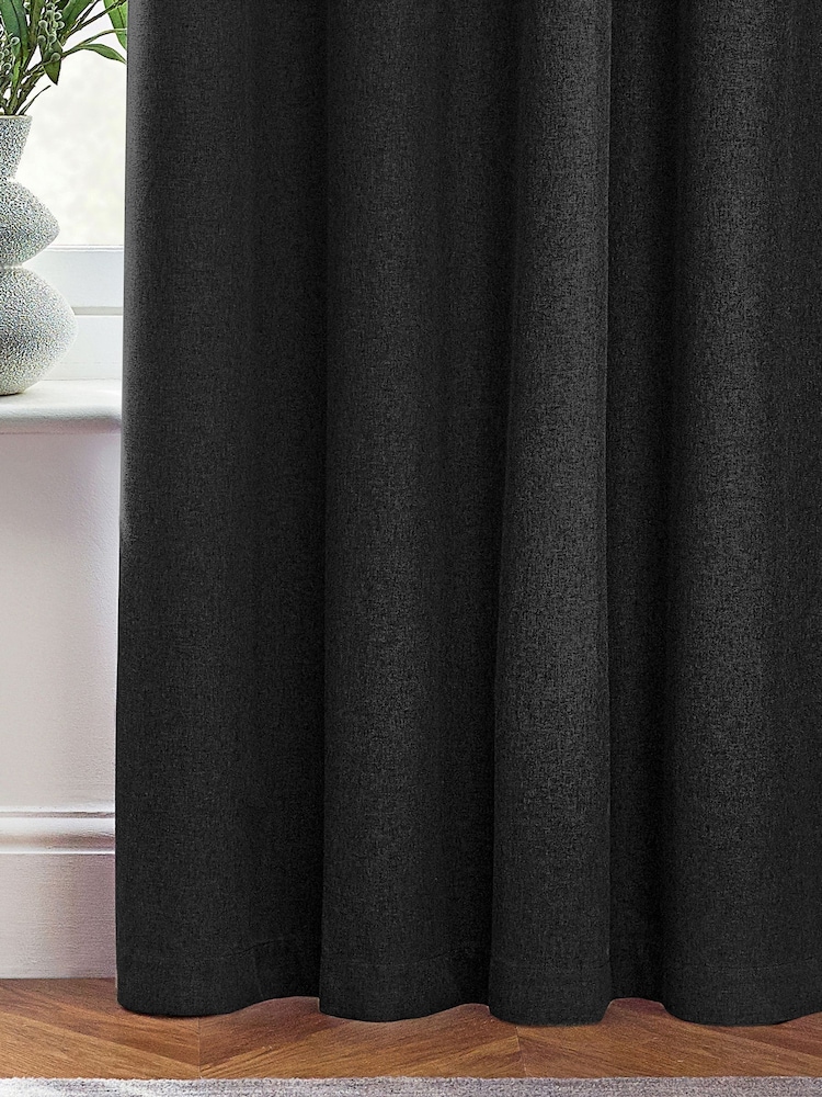 furn. Black Dawn 100% Blackout Thermal Eyelet Curtains - Image 2 of 4