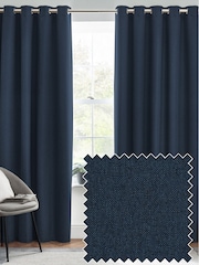 furn. Midnight Dawn 100% Blackout Thermal Eyelet Curtains - Image 1 of 5