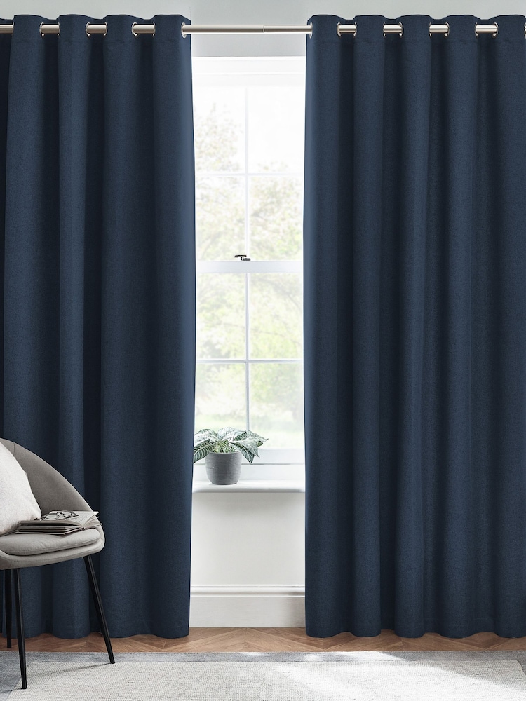 furn. Midnight Dawn 100% Blackout Thermal Eyelet Curtains - Image 2 of 5