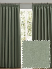 furn. Eucalyptus Dawn 100% Blackout Thermal Pencil Pleat Curtains - Image 1 of 6