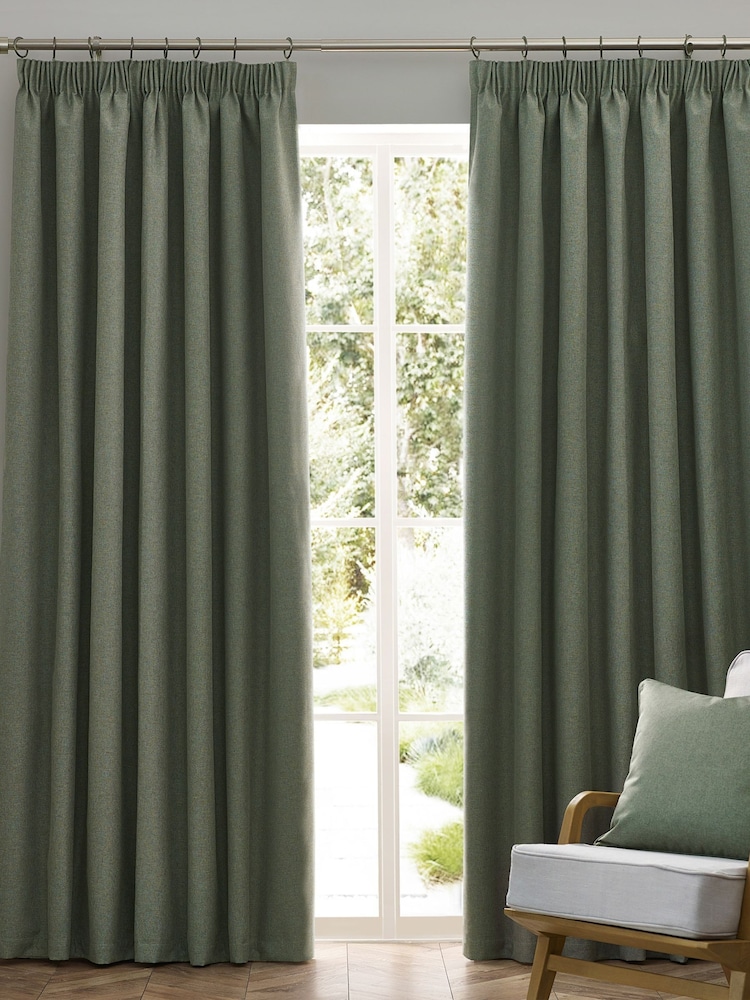 furn. Eucalyptus Dawn 100% Blackout Thermal Pencil Pleat Curtains - Image 2 of 6