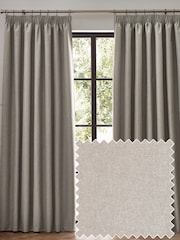 furn. Linen Dawn 100% Blackout Thermal Pencil Pleat Curtains - Image 1 of 6