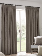 Yard Greige Heavy Chenille Velvet Room Darkening Pencil Pleat Curtains - Image 2 of 5