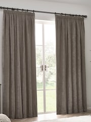 Yard Greige Heavy Chenille Velvet Room Darkening Pencil Pleat Curtains - Image 5 of 5