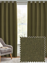 furn. Olive Dawn 100% Blackout Thermal Eyelet Curtains - Image 1 of 5