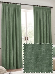 Yard Eucalyptus Heavy Chenille Velvet Room Darkening Pencil Pleat Curtains - Image 1 of 4