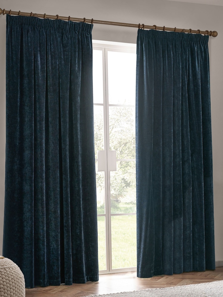 Yard Heavy Chenille Velvet Room Darkening Pencil Pleat Curtains - Изображение 2 из 5 Yard Heavy Chenille Velvet Room Darkening Pencil Pleat Curtains - Изображение 2 из 5