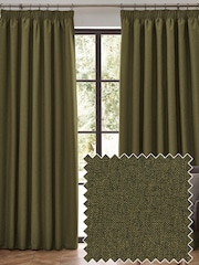 furn. Olive Dawn 100% Blackout Thermal Pencil Pleat Curtains - Image 1 of 5