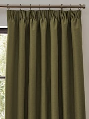 furn. Olive Dawn 100% Blackout Thermal Pencil Pleat Curtains - Image 3 of 5