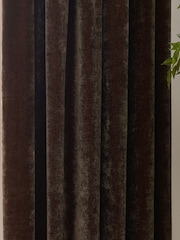 Yard Brown Heavy Chenille Velvet Room Darkening Pencil Pleat Curtains - Image 5 of 5