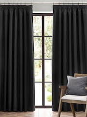 furn. Black Dawn 100% Blackout Thermal Pencil Pleat Curtains - Image 1 of 4